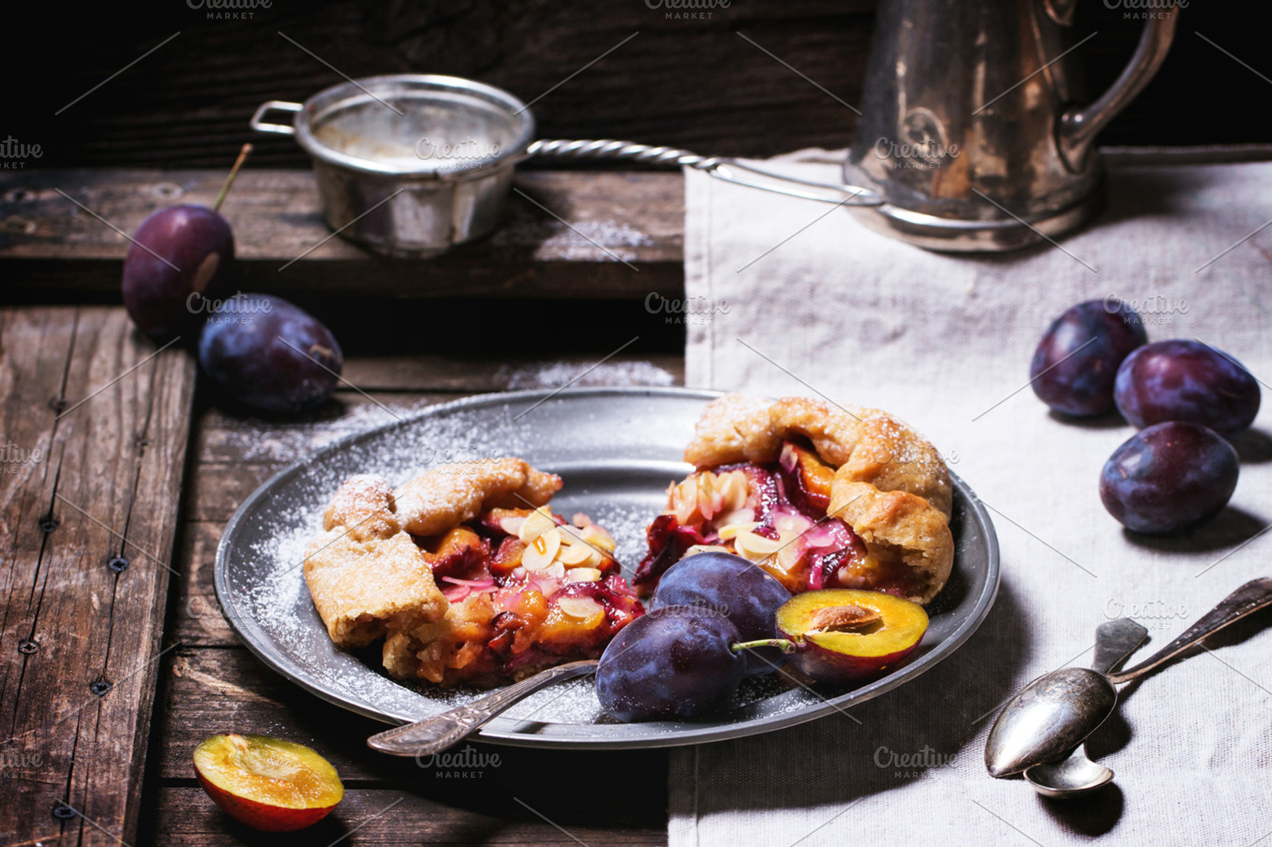 Cake with plums containing plum, cake, and pie