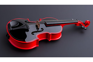 Red and black violin on black, an Illustration by Lermont51