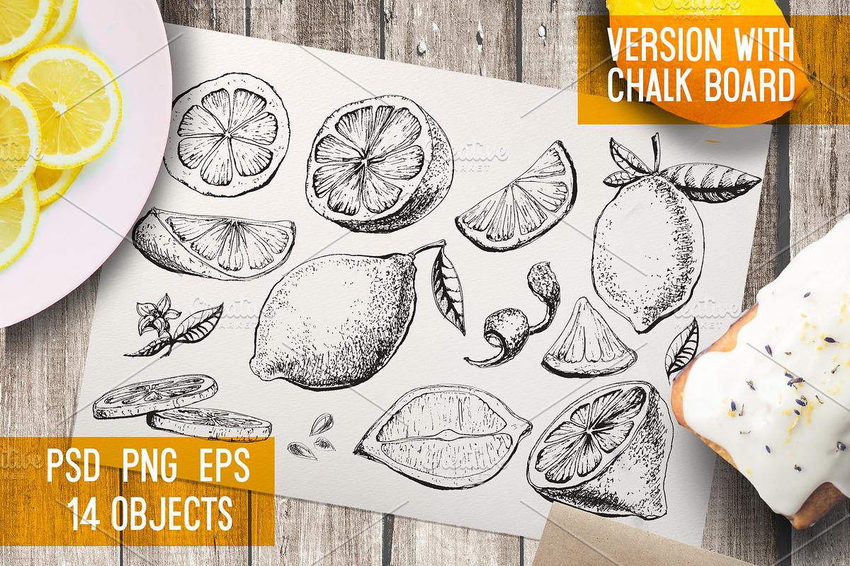 Lemon. Hand drawn ink illustrations, a Food Illustration by Alena Kaz (Photo 2 of 4)