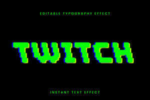 Green Twitch Acid Glitch Text Effect, a Templates & Theme by studiogstock
