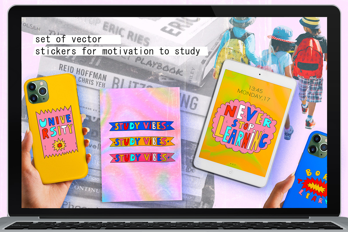 Motivation to study-lettering set, an Education Illustration by okchizh (Photo 3 of 6)