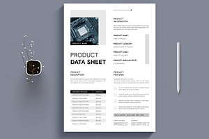 Product Data Sheet Template, a Stationery Template by MightyDesign