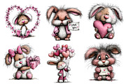Valentine's Whimsical Bunny Clipart, an Illustration by Dream Creation (Thumbnail 2 of 7)