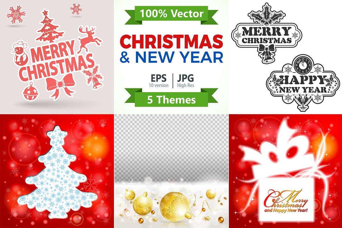 Christmas and New Year Backgrounds, a Decorative Illustration by TAlex (Photo 1 of 6)