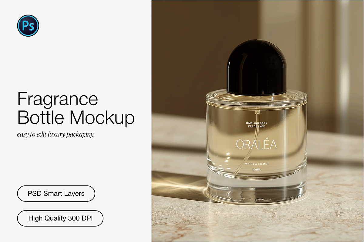Luxury Fragrance Bottle Mockup, a Packaging Mockup by Digital Asset Co (Photo 1 of 4)