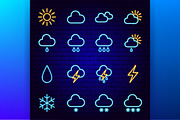 Weather Neon Vector Icons Set, an Outline Icon by Anna_leni (Thumbnail 3 of 11)
