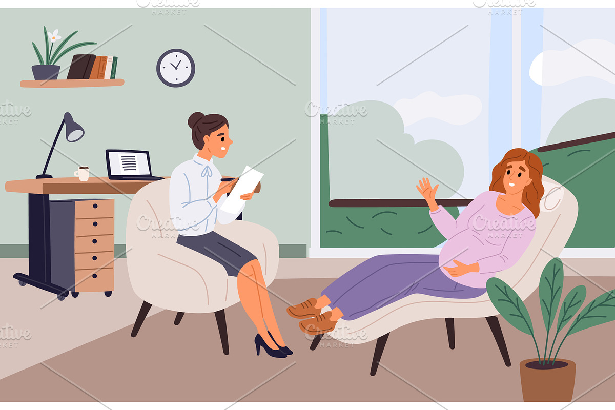 Female psychologist provides, a Healthcare Illustration by Vectorbuum