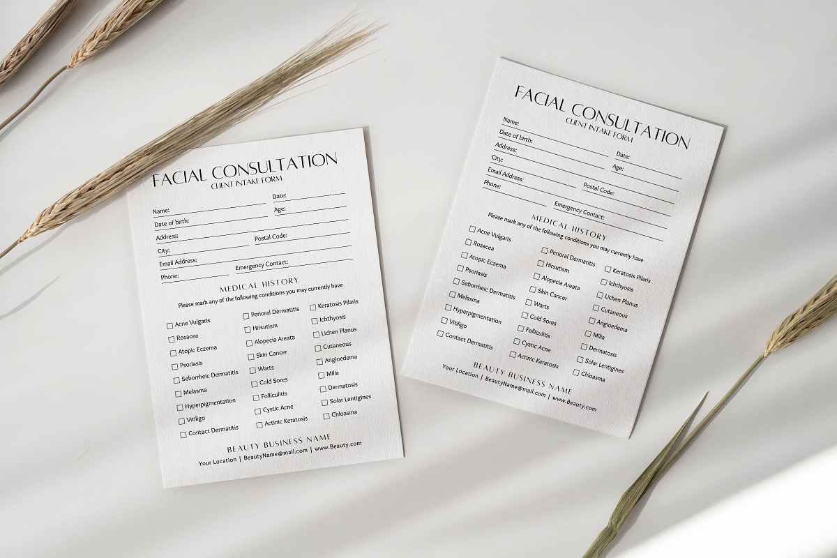 Facial Consultation Form Pdf, a Stationery Template by Snapybiz (Photo 4 of 10)