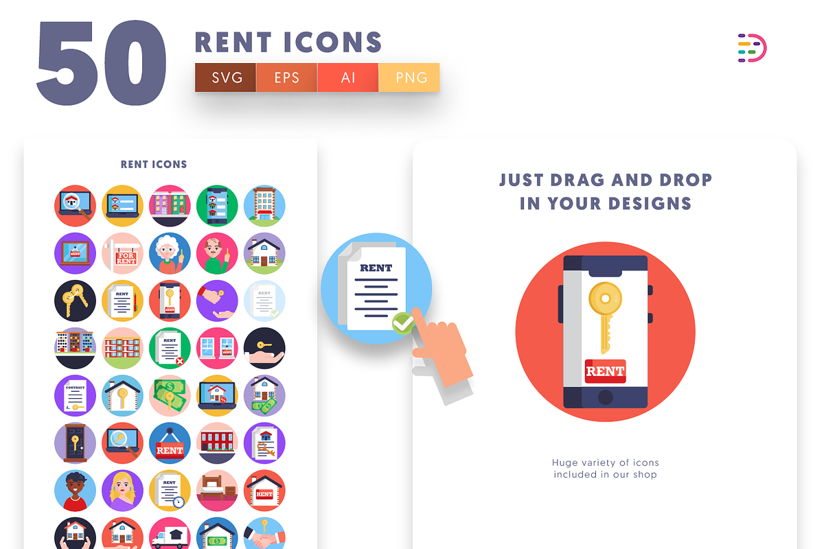 50 Rent Icons, an Outline Icon by Dighital (Photo 5 of 10)
