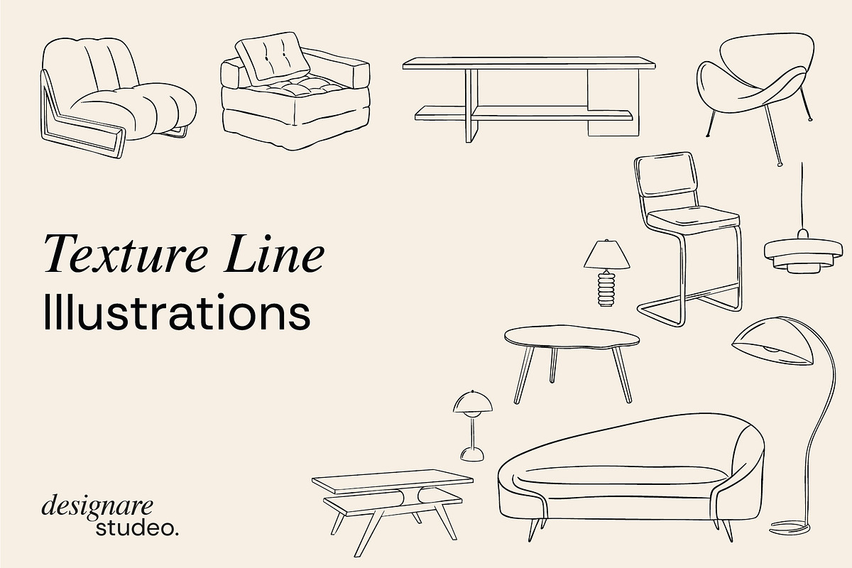 Retro Furniture Illustrations, a Decorative Illustration by ginni illustrations (Photo 3 of 5)