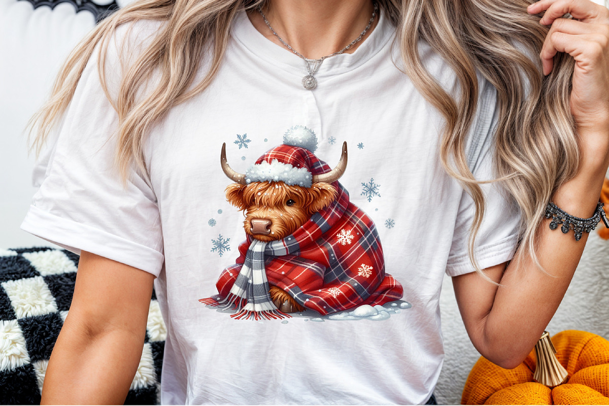 Winter Christmas Highland Cow PNG, an Illustration by Sublimation Artist (Photo 5 of 9)