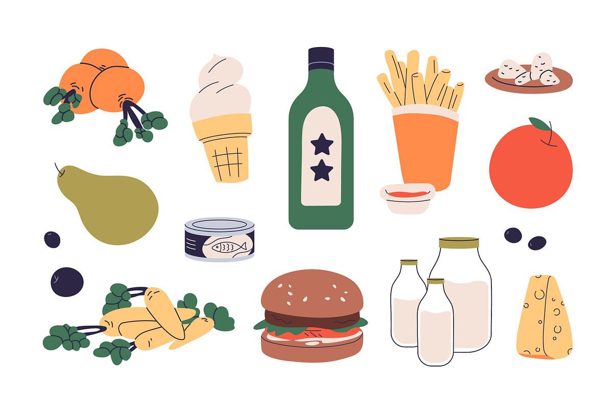 Tasty food, eating products set, a Food Illustration by Good Studio (Photo 3 of 3)