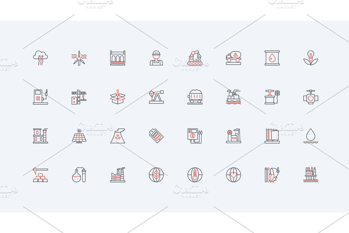 Power energy oil gas coal icons, an Illustration by Lemberg Vector