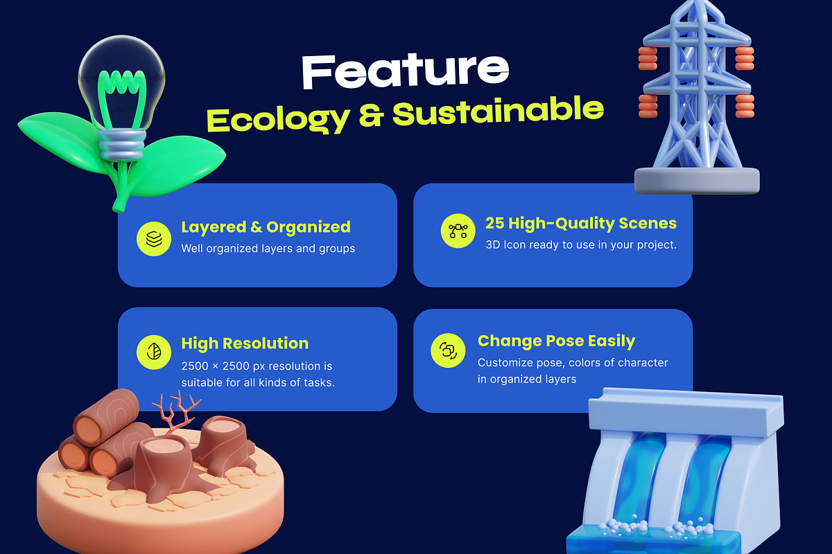 Ecology And Sustainable 3D Icon, an Environmental 3D Model by orenjidesign (Photo 2 of 8)