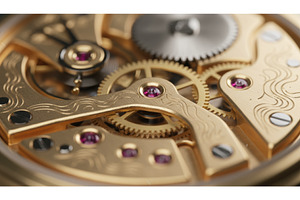 Macro view of gold watch mechanism, a Background Photo by Igor Tichonow