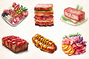 Watercolor Meat Clipart Bundle, an Illustration by DreamCafeArt (Thumbnail 2 of 7)