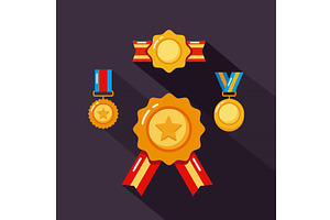 four win awards icons, an Object Illustration by studiogstock