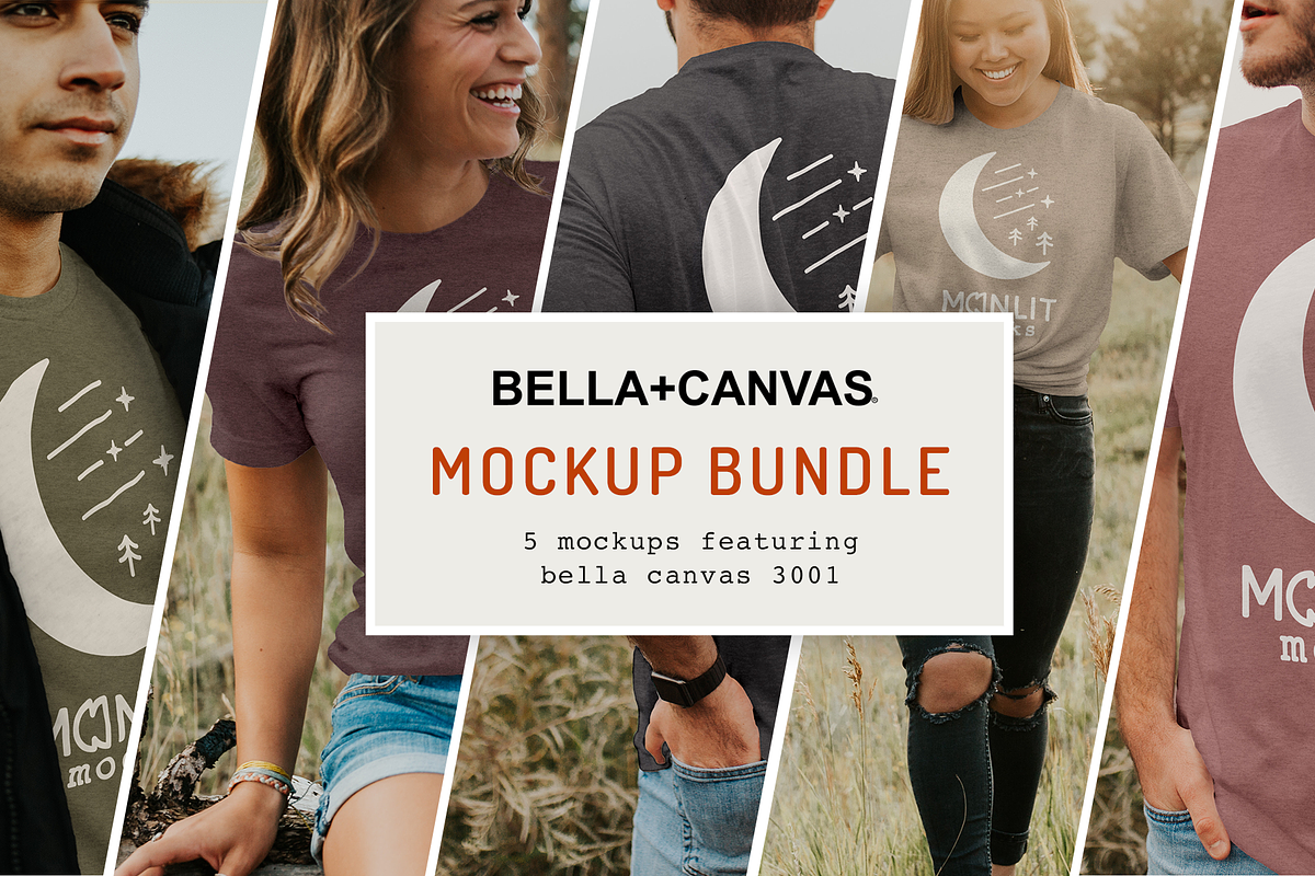 The Bella Canvas 3001 Mockup Bundle, an Advertising Mockup by Moonlit Mocks (Photo 1 of 11)