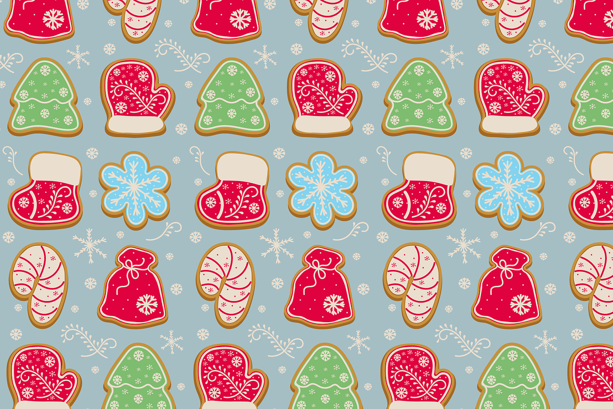 Christmas pattern with gingerbread, a Texture Illustration by JYa_Design (Photo 1 of 3)