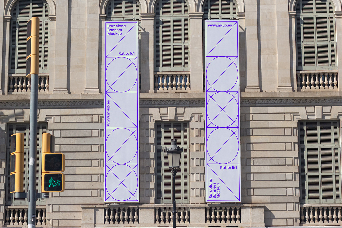 Barcelona Vertical Banners Mockup, a Print Template by M-up (Photo 1 of 2)