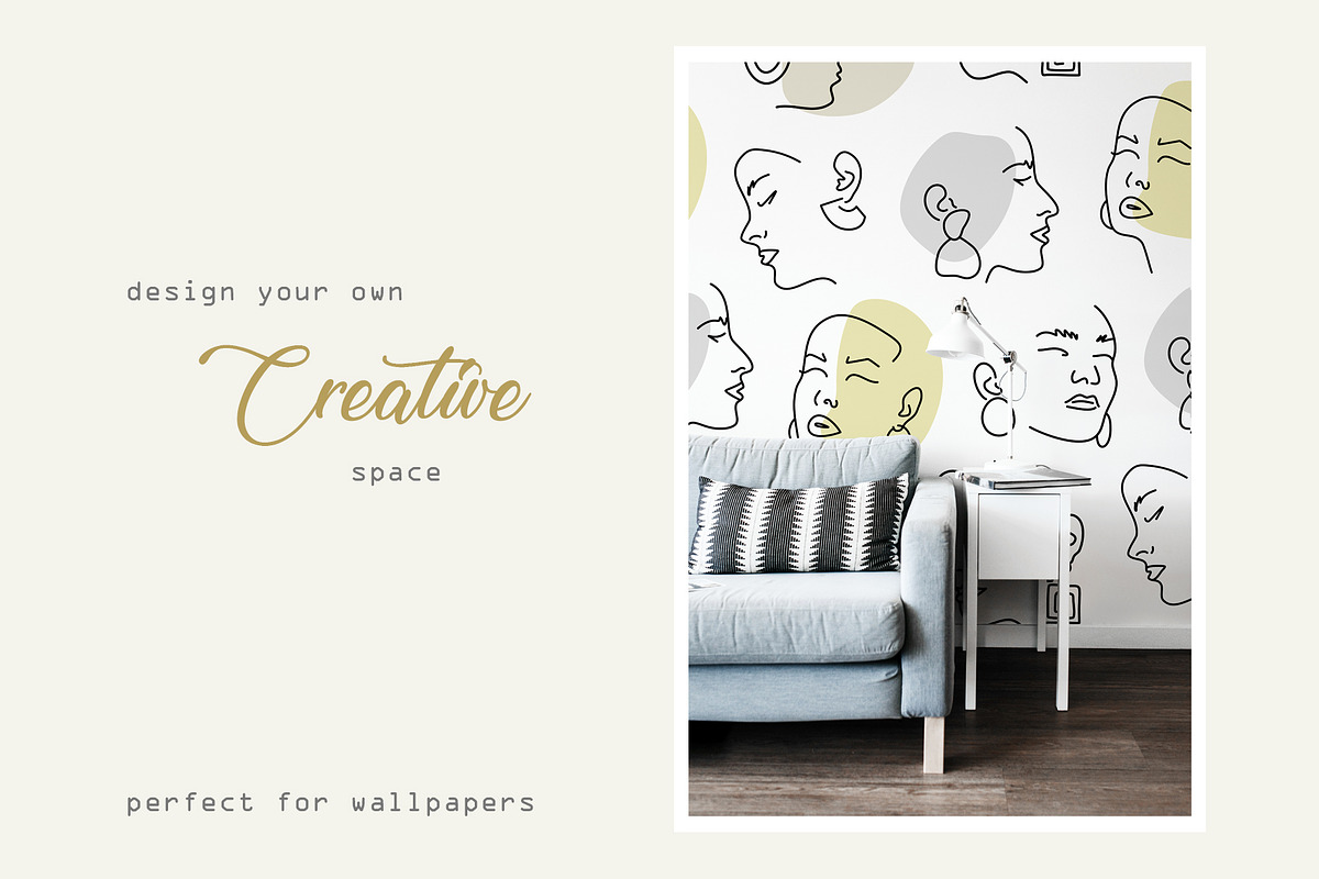 Line - female portraits & patterns, a Pattern Graphic by Pretty Meerkat (Photo 3 of 11)