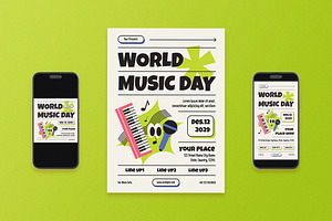Bold World Music Day Flyer Set, a Flyer Template by Aiyari Graphic