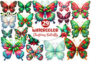 Christmas Butterfly Clipart Bundle, an Illustration by Dream Creation (Thumbnail 1 of 6)