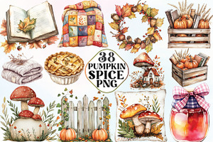 Watercolor Pumpkin Spice Clipart, an Illustration by CraftArtStudio