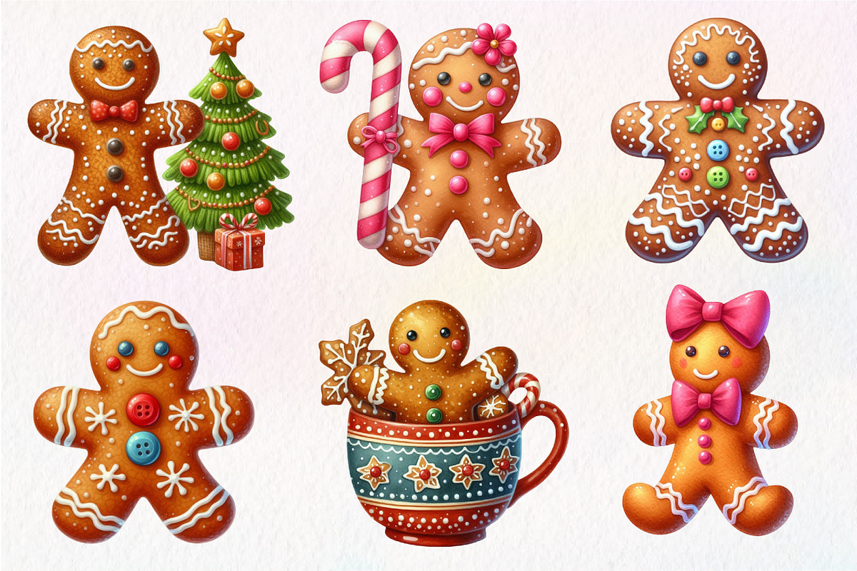 Christmas Gingerbread Man Clipart, an Illustration by Dream Creation (Photo 2 of 7)