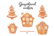 Watercolor gingerbread house, a Graphic by Blowballmay (Thumbnail 1 of 2)