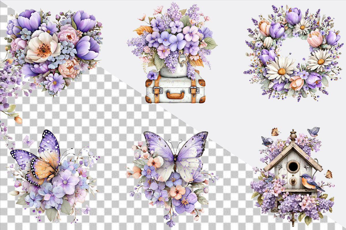 Spring Flowers Sublimation Clipart, an Illustration by SVGArt (Photo 2 of 9)