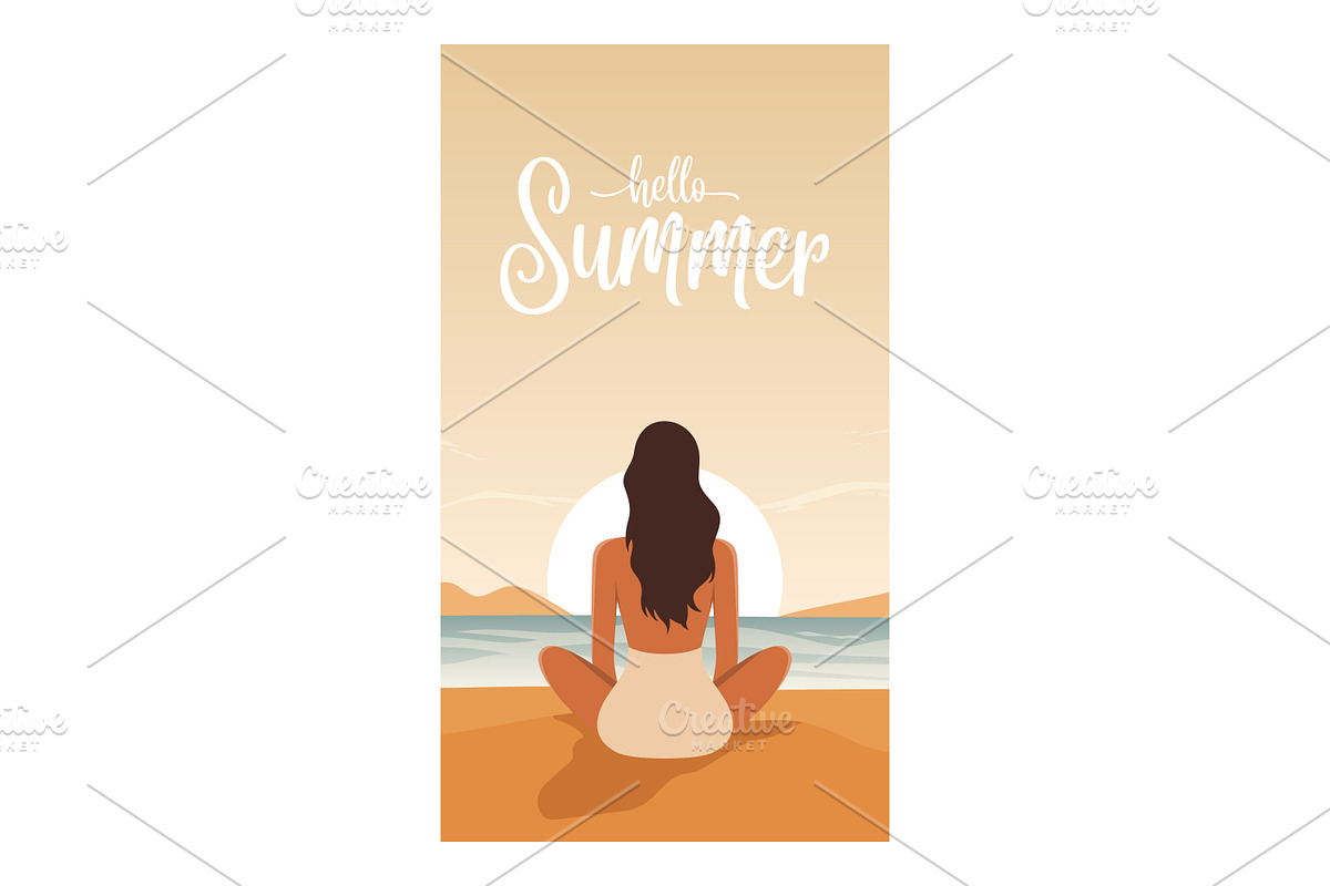 Girl Watching Sunset by the Sea., a Person Illustration by Gomolach (Photo 4 of 5)