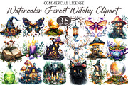 Watercolor Forest Witchy Clipart, a Seasonal Illustration by designcity5 (Thumbnail 1 of 5)