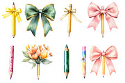 Coquette School Pencil Bow Clipart, an Illustration by Designworld (Thumbnail 2 of 5)
