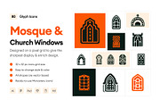 Mosque and Church Windows Icons, a Solid Icon by Prosymbols (Thumbnail 1 of 6)