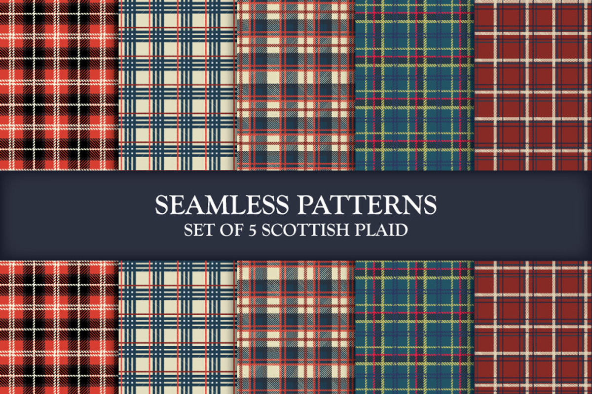 5 Scottish Seamless Patterns, a Pattern Graphic by VECFASHION (Photo 1 of 5)