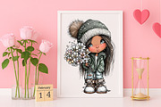 Whimsical Valentine Cue Girl Clipart, an Illustration by Canvas Craft (Thumbnail 5 of 6)