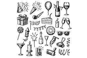 Party Celebration Doodle Set, an Object Graphic by RT Studio