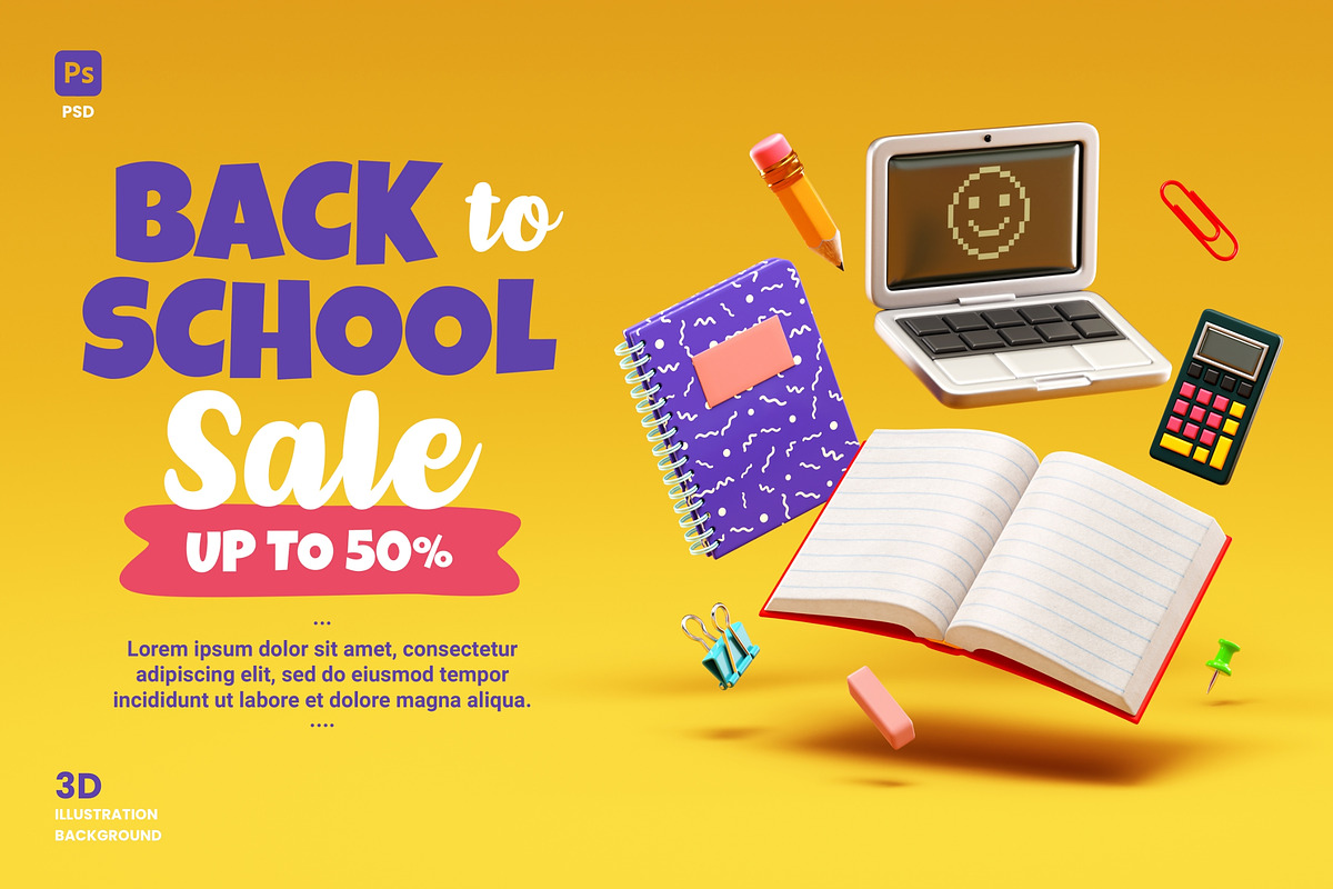 Back to School Sale Banner Template, a Background Graphic by TandemStock (Photo 1 of 3)