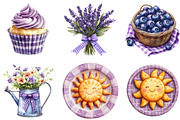 Purple Gingham Summer Clipart, an Illustration by DreamArtGraphic (Thumbnail 4 of 4)
