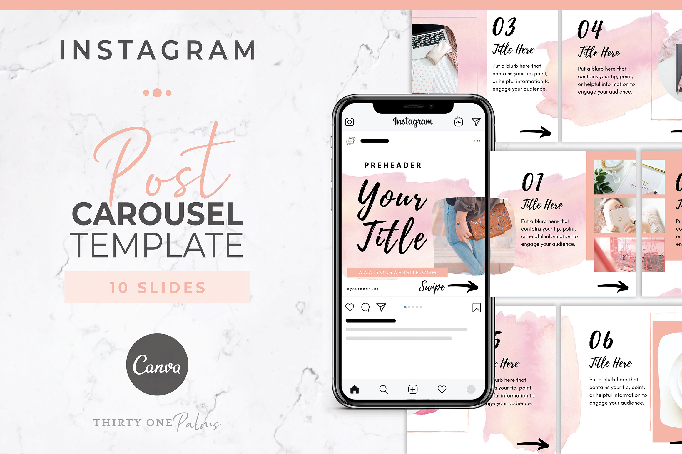 Instagram Post Carousel for Canva, a Social Media Template by Thirty ...