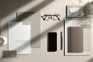 Workspace on a desk with light, a Photo by Beautiful things