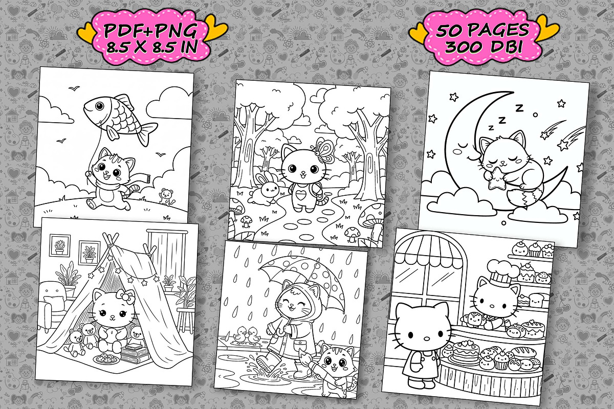 The Little Cat Coloring Book pages, an Illustration by one-touch (Photo 4 of 4)
