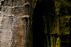 Mammoth Cave interior scene with textured rock pillars and dramatic low light a, a Nature Photo by AS photostudio