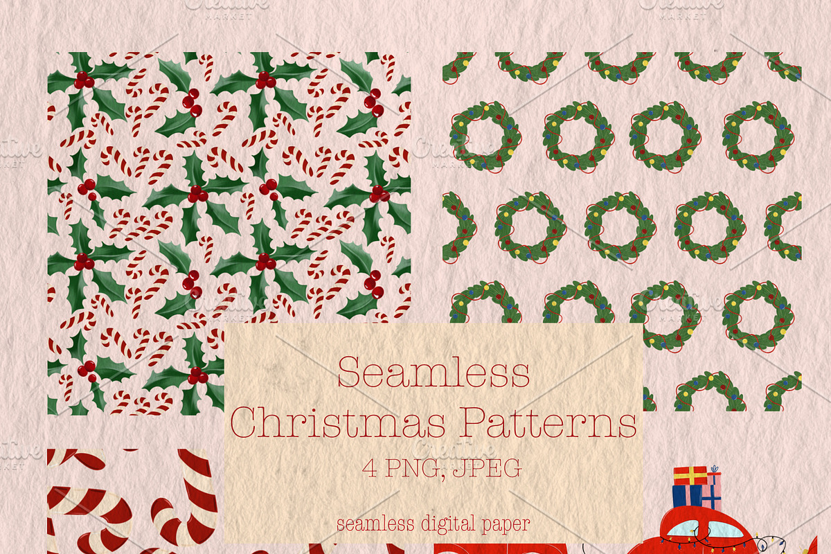 Seamless Christmas Pattern, a Decorative Illustration by Oleksandra Illustrates (Photo 1 of 9)