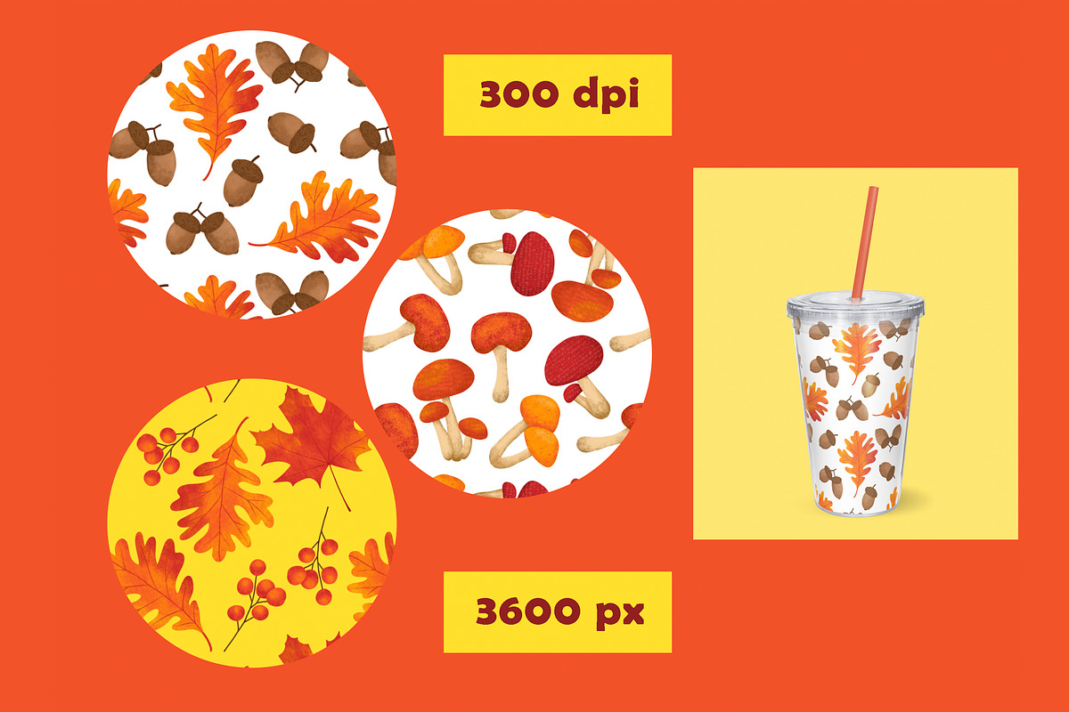 Fall Mushrooms Clipart and Patterns, a Pattern Graphic by Lagmar Design (Photo 6 of 14)