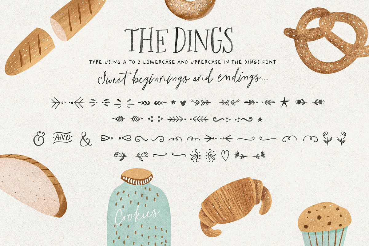 The Freshly Baked Font Trio & Dings, a Script Font by Nicky Laatz (Photo 15 of 24)