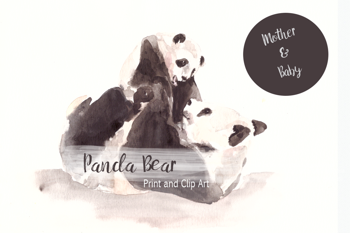 Mother&Baby - Panda - Print&Clip Art, an Animal Illustration by Tati Bordiu (Photo 1 of 2)