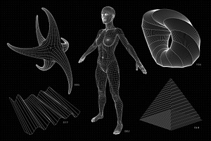 200 Vector Wireframe Shapes