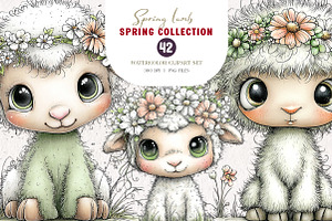 Whimsical Spring Lamb Clipart PNG, an Illustration by CreationArt